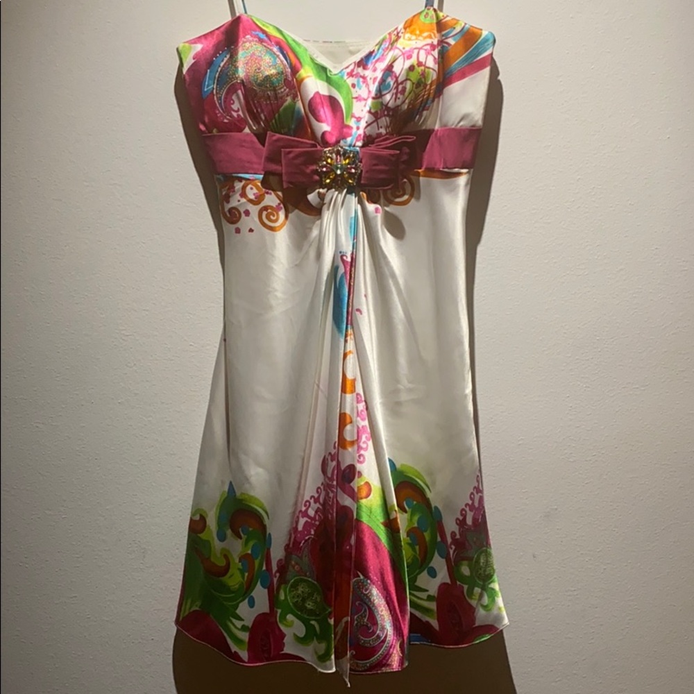 Satin float mini dress